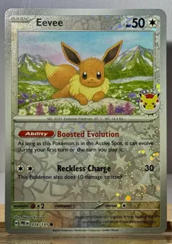 🌀’s Prismatic Evolutions Eevee 074/131 Pokemon Day 2025 Reverse Cosmos Foil NM - Image 4