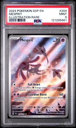 Mesprit #204 2024 Pokemon Ssp En-Surging Sparks PSA 9 Illustration Rare - Image 1