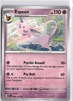 Pokemon TCG Obsidian Flames Espeon 086/197 Trading Card TCG - Image 3