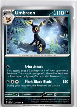 Pokemon TCG Obsidian Flames Umbreon 130/197 Trading Card TCG - Image 1