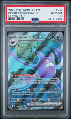 Rocket's Crobat Ex #217 2025 Pokemon Dri En-Destined Rivals PSA 10 UR a - Image 1