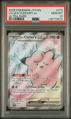 2025 POKEMON JTG EN-JOURNEY TOGETHER ULTRA RARE #173 LILLIE'S CLEFAIRY EX PSA 10 - Image 1
