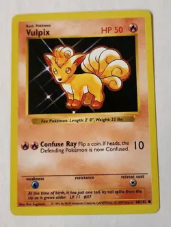 Pokemon TCG Vulpix 68/102 Common Base Set Shadowless LP - Image 1