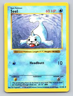 Seel 41/102 Uncommon Base Set Shadowless Pokemon MP - Image 1