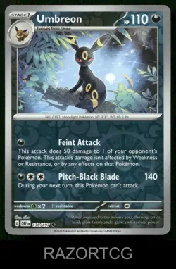 UMBREON 130/197 UC OBSIDIAN FLAMES POKEMON REVERSE HOLO NM/M - Image 1