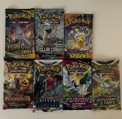 Pokemon Booster Pack Lot Evolving Skies Fusion Strike Brilliant Stars + More - Image 1