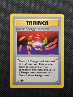 WotC Pokemon TCG Super Energy Removal 079/102 Base Set Shadowless 1st Ed VNT NM - Image 1