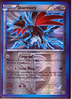 POKEMON 2012 SKARMORY (Team Plasma) 87/135 PLASMA STORM-UNCOMMON-REV HOLO-NM/LP - Image 1