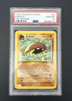 Pokemon Fossil 1999 Kabuto 1st Edition #50/62 PSA 10 Gem MT - Image 1