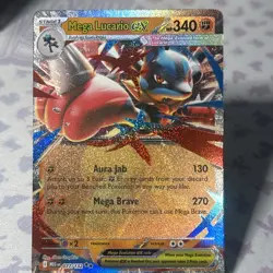 Mega Lucario ex 077/132 Me01: Mega Evolution Holo Pokemon TCG CCG - Image 1