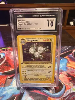 CGC 10 Gem Mint Magneton 1st Edition Fossil Holo 11/62 Pokemon 1999 Vintage - Image 1