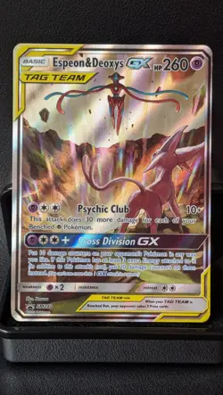 Espeon & Deoxys GX SM240 Tag Team Black Star Promo Sun & Moon Pokemon TCG NM - Image 1