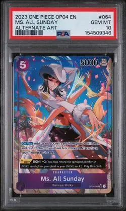 2023 ONE PIECE OP04 #064 MS. ALL SUNDAY KINGDOMS OF INTRIGUE ALT ART PSA 10 - Image 1