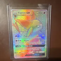 Pokemon Espeon GX Sun & Moon Base Set 152/149 Rainbow Rare Full Art Holo 200 HP - Image 1