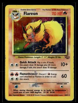 Flareon 3/64 Jungle Rare Holo Pokemon - Image 1