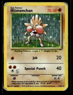 Hitmonchan 7/102 Base Set Rare Pokemon - Image 1