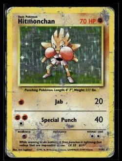 Hitmonchan 8/130 Base Set 2 Rare Holo Pokemon - Image 1