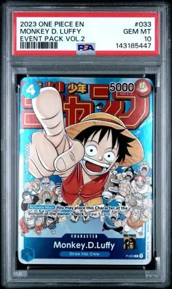 2023 ONE PIECE P-033 MONKEY D LUFFY EVENT VOL 2 PROMO ENGLISH PSA 10 GEM MT - Image 1