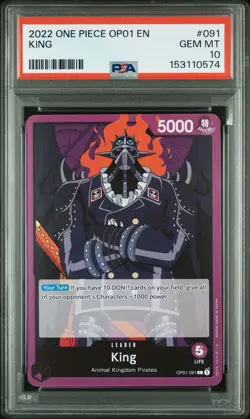 ✅2022 ONE PIECE ROMANCE DAWN OP01-091 KING - PSA 10 GEM MINT ENGLISH #91 - Image 1