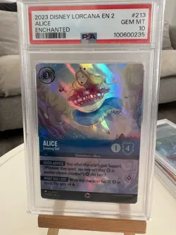 PSA 10 Enchanted 213 Alice Growing Girl Disney Lorcana Rise of the Floodborn - Image 1