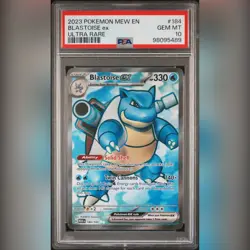 PSA 10 Blastoise ex Full Art Ultra Rare 184/165 Pokemon 151 English 2023 Card - Image 1