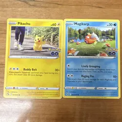 Pokemon TCG Pokemon GO 2-Card Lot Pikachu Magikarp Basic English - Image 1
