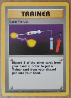 Item Finder 74/102 Rare Non-Holo Base Set Pokemon Trainer Card LP - Image 1
