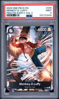 2023 ONE PIECE PROMOS PIRATES PARTY VOL.3 #035 MONKEY D. LUFFY PSA 9 - Image 1