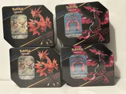 Pokemon Crown Zenith Galarian Moltres & Galarian Zapdos 5 Pack Tin Lot Of 4 - Image 1