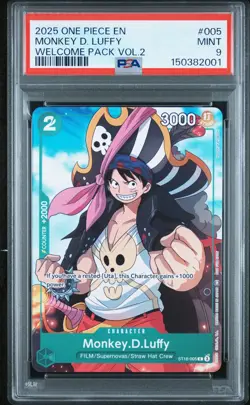 2025 ONE PIECE WELCOME PACK VOL.2 #005 MONKEY D. LUFFY PSA 9 - Image 1
