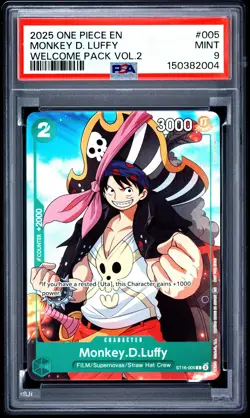 2025 ONE PIECE WELCOME PACK VOL.2 #005 MONKEY D. LUFFY PSA 9 - Image 1
