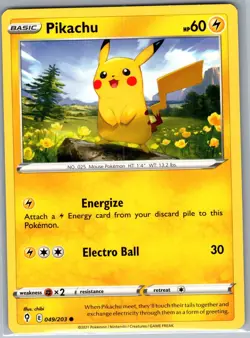 Pikachu 049/203 Non Holo SWSH07: Evolving Skies - Pokemon Card - NM - Image 1