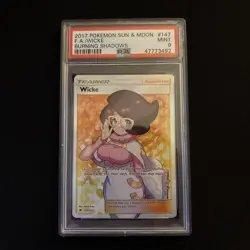 Pokemon Wicke Full Art Holo 147/147 Sun & Moon Burning Shadows PSA 9 Mint - Image 1