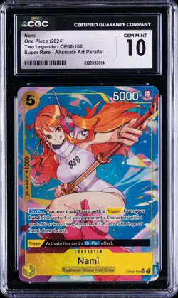 2024 ONE PIECE TWO LEGENDS #OP08-106 NAMI CGC 10 GEM MINT - Image 1