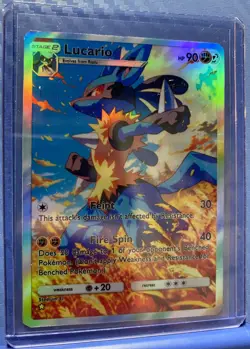 Pokemon Lucario Anime Card Full Art Fanart Custom Card Holo ACG DIY - Image 1