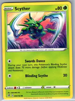 Scyther 004/192 Non Holo SWSH02: Rebel Clash - Pokemon Card - NM - Image 1