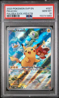 2023 Pokemon SVP EN-SV Black Star Promo Pikachu Paldea Evolved Etb PSA 10 #027 - Image 1