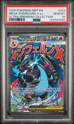 2025 POKEMON MEP EN-ME BLACK STAR PROMO #023 MEGA CHARIZARD X EX PSA 10 - Image 1