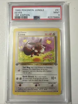 Pokemon PSA 9 Eevee 1st Edition 51/64 Jungle Regular - Image 1