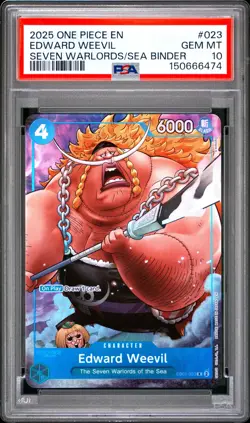 2025 ONE PIECE SEVEN WARLORDS OF THE SEA BINDER SET #023 EDWARD WEEVIL PSA 10 - Image 1