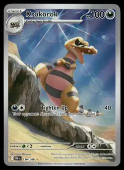 Pokemon Cards Krokorok 136/086 Black Bolt Holo Illustration Rare NM - Image 1