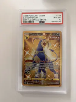 PSA 10 Houndoom 179/163 Battle Styles Gold SR Holo Pokemon Card - Gem Mint - Image 1