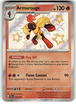 Armarouge 115/091 - Pokemon TCG Paldean Fates Shiny Rare Card NM - Image 1