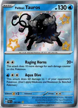 Pokemon Card - Paldean Tauros 120/091 Paldean Fates Shiny Rare Near Mint GOSSAN - Image 1