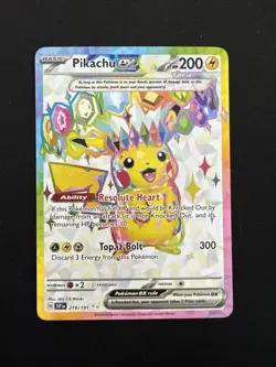 Pokemon TCG Pikachu ex #219 Surging Sparks Full Art Holo Ultra Rare. - Image 1