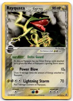 Rayquaza 13/113 Holo Rare Delta Species Pokemon Holo Damaged - Image 1
