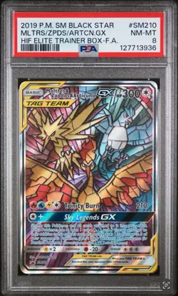 Pokemon Moltres & Zapdos & Articuno GX Hidden Fates ETB FA Promo SM210 PSA 8 - Image 1