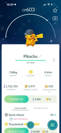 Pokemon Go Shiny Pikachu Mystic cap ( go fest 2026 ) - Image 1