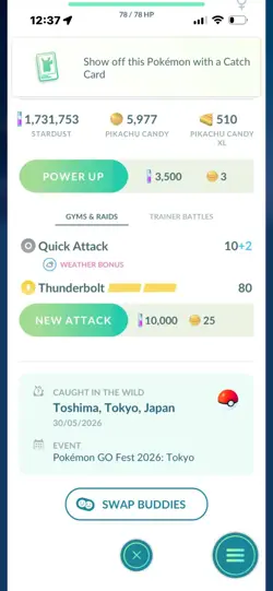 Pokemon Go Shiny Pikachu Mystic cap ( go fest 2026 ) - Image 2
