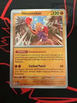 Hitmonchan 107/165 Uncommon 151 Pokemon Lightly Played - Image 1